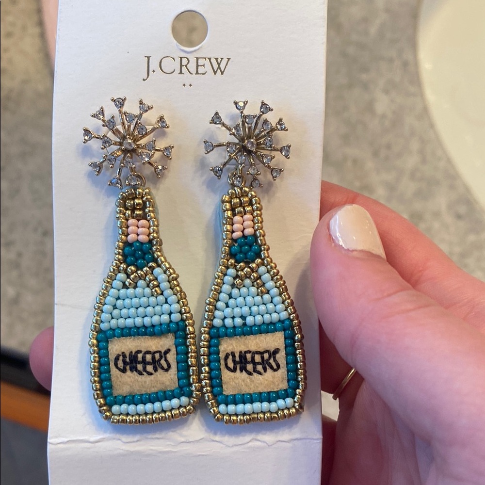 J. Crew Blue and Gold Beaded Earrings